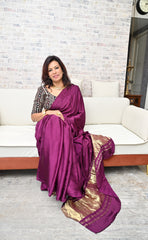 Wine Plain Modal Silk Saree