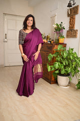 Wine Plain Modal Silk Saree
