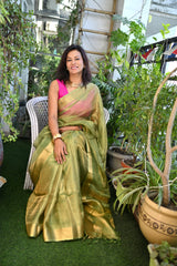 Green Pure Tussar Tissue Saree