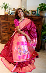 Soft Silk Paithani Saree Wine shade