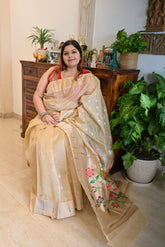 Tissue Paithani Silk Saree Golden
