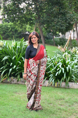 Kalamkari Silk Red Canvas saree