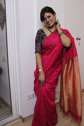 Pure Cotton Plain Half Saree Pink