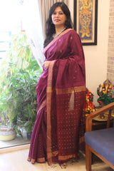 Handwoven Pure Silk Cotton Jamdani sequins resham pallu Saree