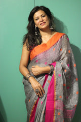 ASH Handwoven Pure Linen Jamdani GJ border