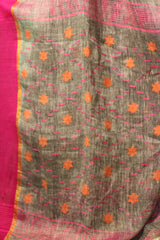 ASH Handwoven Pure Linen Jamdani GJ border