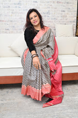 Tussar Ghicha Zebra Print Saree