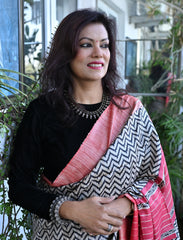 Tussar Ghicha Zebra Print Saree