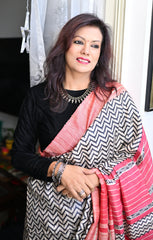 Tussar Ghicha Zebra Print Saree