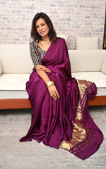 Wine Plain Modal Silk Saree