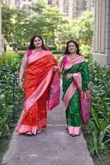 Soft Silk Paithani Saree Orange Magenta