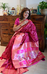 Soft Silk Paithani Saree Wine shade