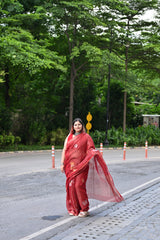 Handwoven Pure Linen Tissue Jamdani Saree