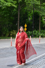 Handwoven Pure Linen Tissue Jamdani Saree