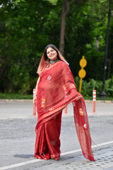 Handwoven Pure Linen Tissue Jamdani Saree