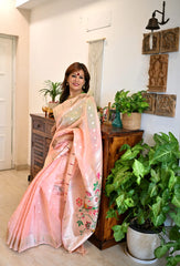 Tissue Paithani Saree Lighjt Peach shade
