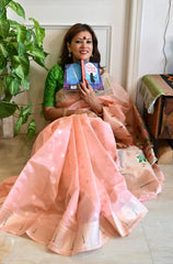Tissue Paithani Saree Lighjt Peach shade