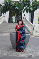 Weaved Pure Cotton Saree with Bhujodi-Inspired Pallu