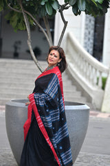 Weaved Pure Cotton Saree with Bhujodi-Inspired Pallu