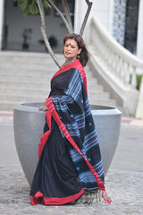 Weaved Pure Cotton Saree with Bhujodi-Inspired Pallu