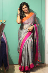 ASH Handwoven Pure Linen Jamdani GJ border