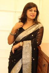 Pure Linen Coffee Colored Tissue Saree
