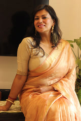Pure Tissue Silk Banarasi Saree Rose Gold