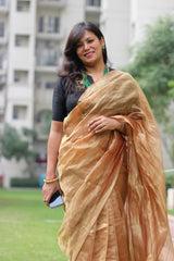 Handwoven Pure Tissue Silk Saree Coffee