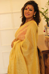 Pure Linen Golden Tissue Saree
