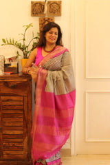 Pure Tussar Silk Saree with zari border