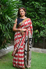 Kalamkari Silk Saree Nandini Red