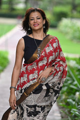 Kalamkari Silk Saree Nandini Red