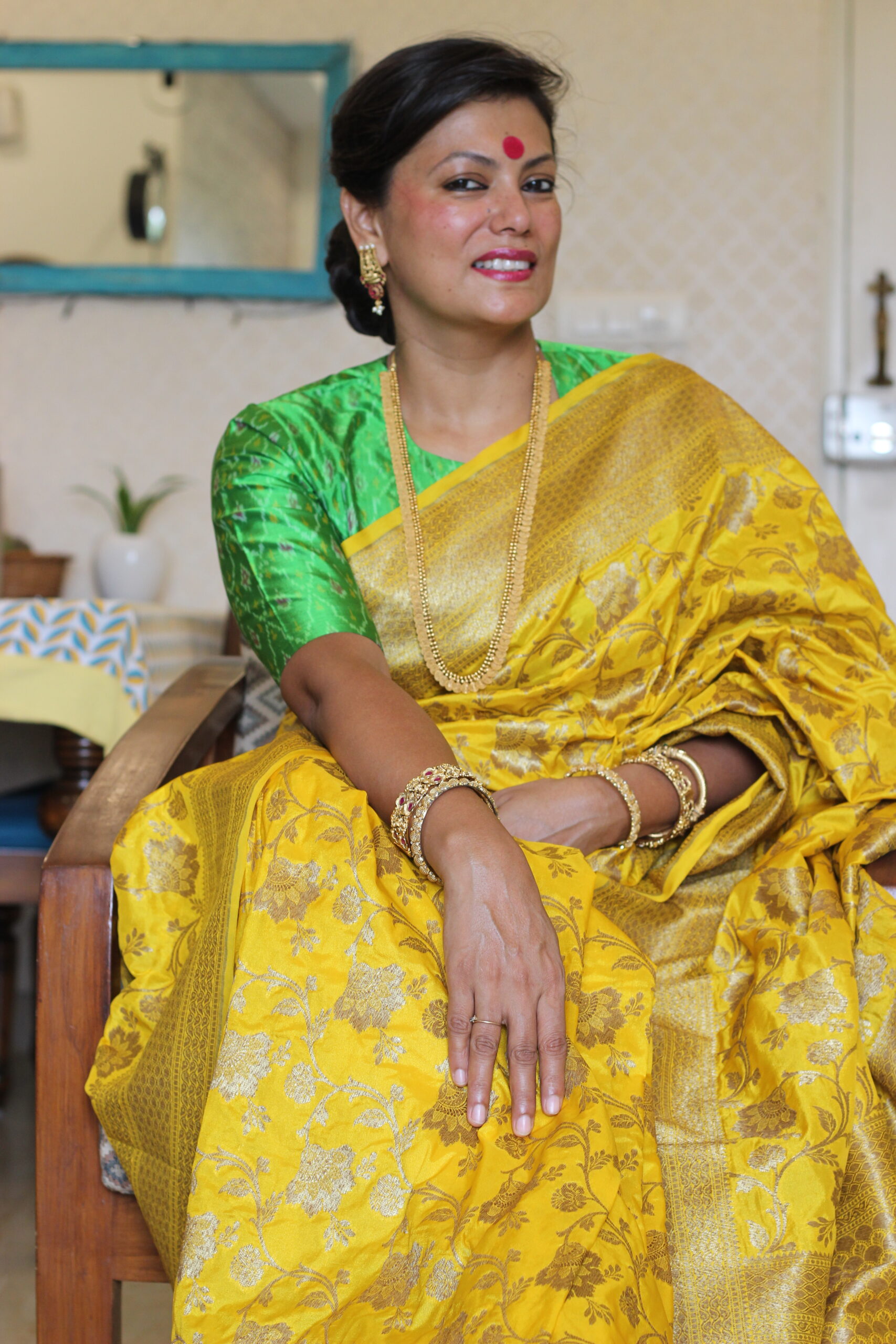Nayantara Saree in Yellow Haldi Saree of South Indian Wear Soft Linen Silk  With Blouse in USA, UK, Malaysia, South Africa, Dubai, Singapore
